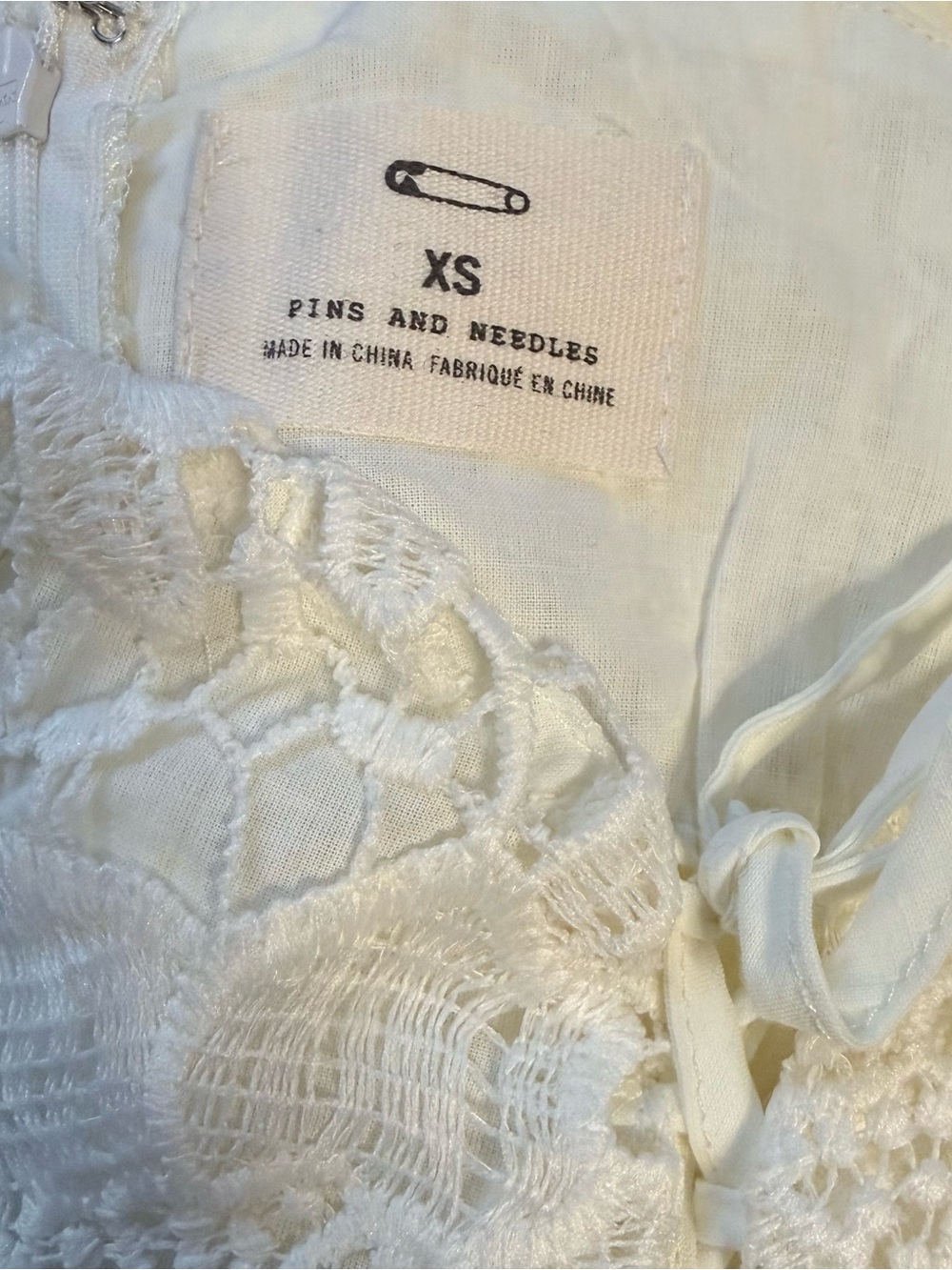Pins And Needles Ivory Crochet Lace Babydoll Mini Dress XS - Picture 5 of 5